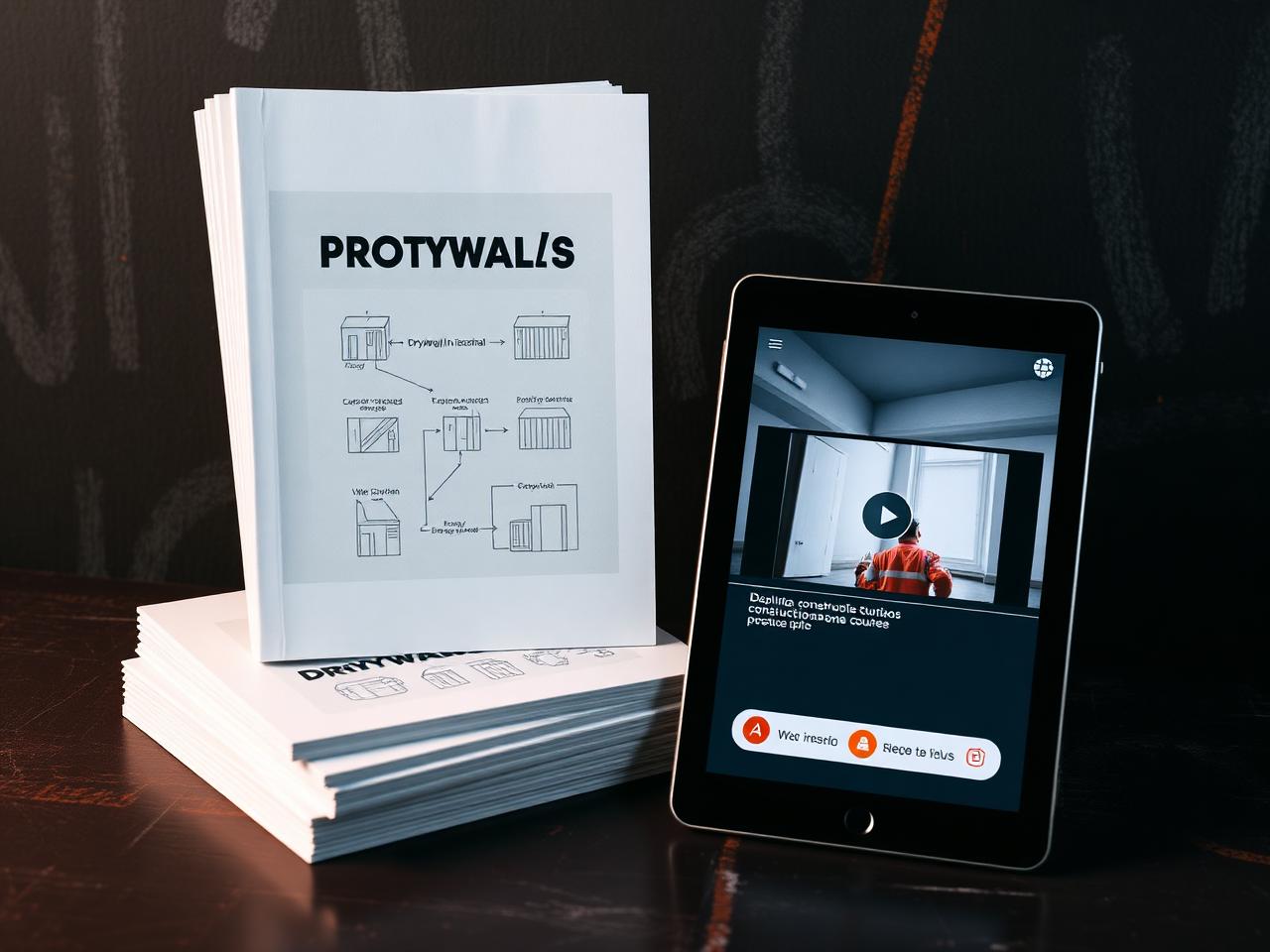 Mockup das apostilas e videoaulas do Método Drywall Profissional
